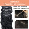 MIMISERVICE Clip in Hair Extensions Long Wavy Black Hair Extensions 4PCS Thick Hairpieces Fiber Double Weft Hair for Women（20inch)