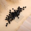 Rumtock Black Rhinestones Beads Black Hair Comb Side Headpiece for Wedding Brides Women Girls Handmade Hair Accessories (Black)