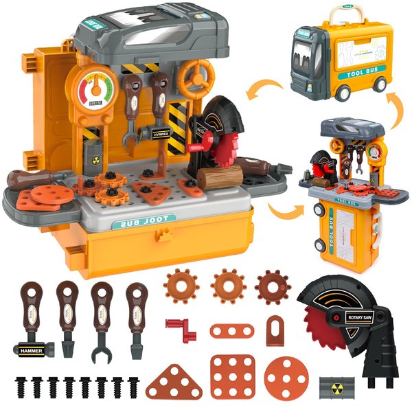 Kids Tool Bench - 17.5 Inch Toddler Tool Workbench with Toy Saw Hammer Construction Tools, Pretend Play Kids Toys Gift for Boys Girls 3-5 Years Old, 39 Pcs
