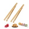 2PCS Reusable Toaster Tongs, OHOLA 8 inch Bamboo Cooking Tong, Multipurpose Wooden Tongs for Toaster, Fruits, Bread, Pickles, Cheese, Bacon, and Muffins (Stylish Pattern)