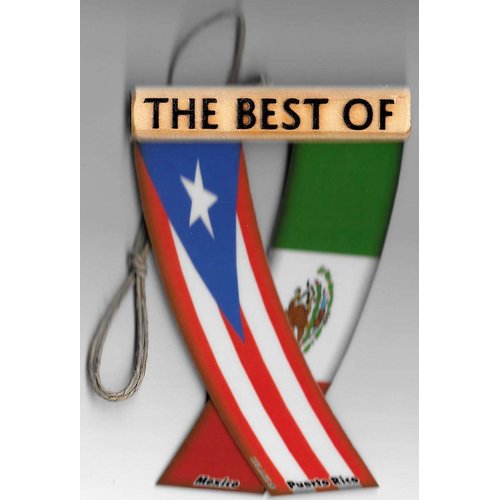 Puerto Rico and Mexico Mexirican Boricua Mejicano Caribbean South American Rearview Mirror Mini Banner Hanging Flags For The Car Unity Flagz™.