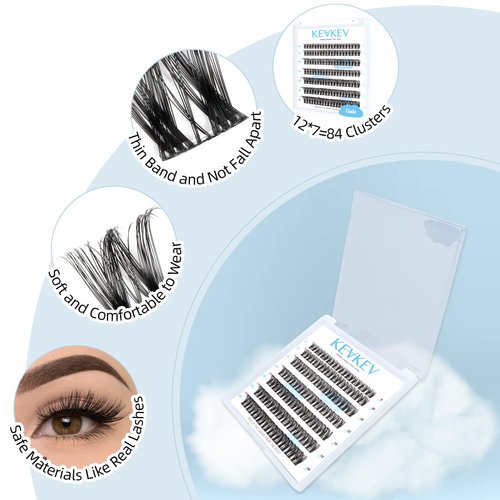 Cluster Lashes 84 Pcs Lash Clusters Eyelash Clusters Individual Lashes DIY Cluster Eyelash Extensions Soft and Thin Band(Gale,D-8-16mix)