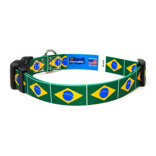 Brazil Dog Collar | Brazil Flag | Quick-release Buckle | Made in NJ, USA | for Small Dogs