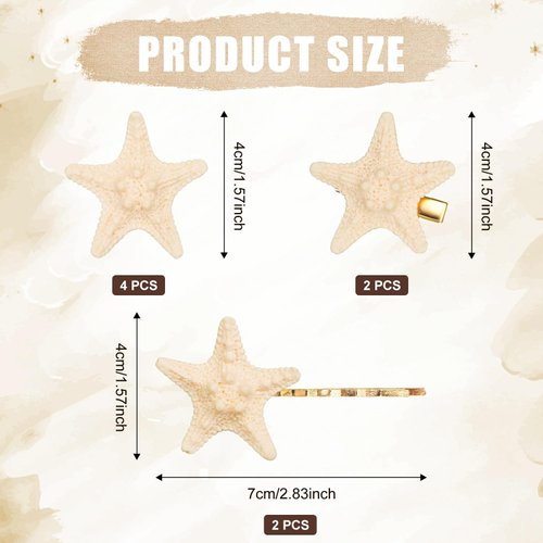 8pcs Starfish Hair Clips, Mermaid Hair Accessories for Girls Women Sea Star Hair Pins Seashell Hair Clips Resin Pretty Starfish Hairpin Barrette Sea Shell Hair Accessories Headpieces Hair Pins