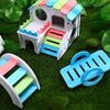 3 Pieces Fun Hamster Toys Guinea Pig Hideout Include PVC Hamster House, Rainbow Bridge, Hamster Seesaw Toy DIY Exercise Play Toys for Small Hamsters (Rainbow Color, Small)