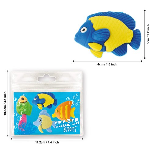 Eraser Buddiez - Reef Fish from Deluxebase. Cute Rubber Stationery Set in Reusable Bag. Novelty Office Desk Accessories, School Supplies and Party Favors.