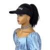 VAVANGA Hat Wig for Black Women - Black Hair with Hat Ponytail Wig Hat Baseball Cap Attached Hair Afro Kinky Yaki Hair Extensions Hat Wigs for Women(#1B, LD0315)