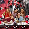 16th Birthday Decorations for Boys and Girls Red Black, Sweet 16 Party Decorations-Happy 16th Birthday Banner Number 16 Balloon Foil Crown Balloon Hanging Swirls Fringe Curtains Tablecloth
