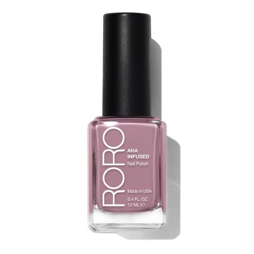 RORO AHA Infused 21+ Free Nail Polish - Chip-Resistant High-Impact Nail Color Lacquer Made in the USA, Vegan/Cruelty-Free, Gluten-Free, Turn the Page, Mauve Pink, 4Fl Oz/12mL