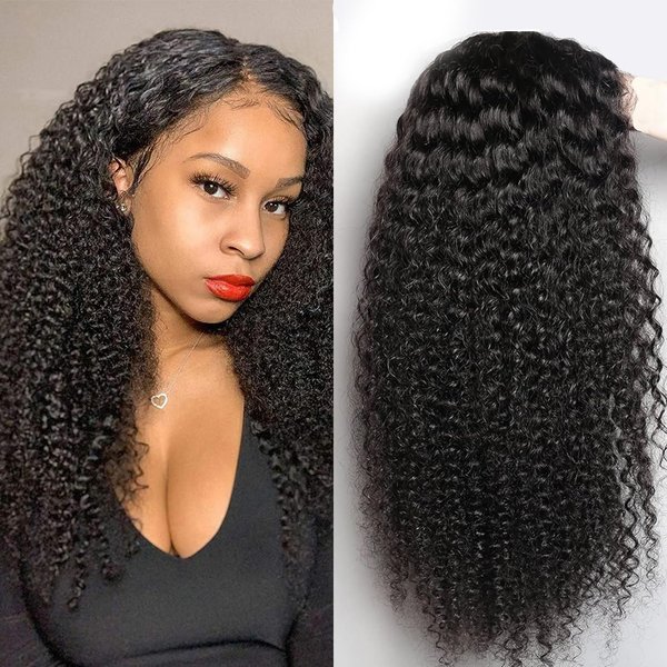 veravicky Curly Lace Front Wig Human Hair 22 inch Curly Human Hair Wig for Women Kinky Curly 13x4 Transparent Lace Front Wigs 180% Density Curly Glueless Wigs Human Hair Pre Plucked with Baby Hair