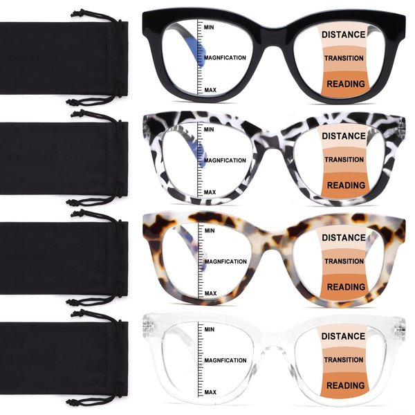 CHOFILORD Progressive Multifocus Reading Glasses for Women Men Blue Light Blocking Computer No Line Multifocal Readers (A1 Multicolor, 2.00, Diopters)