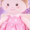 Onetoo First Baby Doll Cuddle Buddy Doll Soft Baby Doll Baby Dolls Plush Rag Doll Wear Kitty Costume PinkDress 14"（Milly Series）
