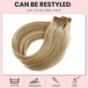 Clip in Hair Extensions Real Human Hair, Beige Blonde and Platinum Blonde Hair Extensions Clip ins 22 Inch Straight Blonde Highlighted Silky Natural Remy Hair Extensions Clip in Human Hair 70g 7pcs