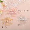 Campsis Wedding Bridal Hair Comb Bride Flower Hair Combs Pearl Bead Combs Crystal Rhinestone Combs Wedding Bride for Hair Accessories for Women and Girls (Rose gold)