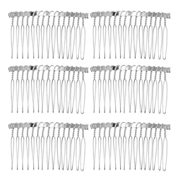 Senkary 10 Pieces Hair Comb Clip Metal Wire Hair Combs Wedding Veil Combs (15 Teeth, Silver)