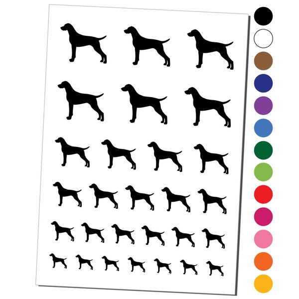 German Shorthaired Pointer Dog Solid Temporary Tattoo Water Resistant Fake Body Art Set Collection - Black (One Sheet)