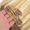 Clip in Hair Extensions Real Human Hair 7pcs 120g Straight Hair Extensions 18 Inch Light Blonde Highlighted Golden Blonde Clip in Human Hair Extensions Thick Remy Extensions Straight