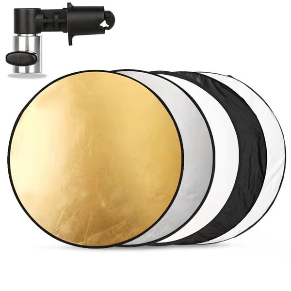 Photography Reflector with Clip 32 Inch 5 in 1 Photo Light Collapsible Diffuser with Bag & Reflector Holder for Studio Photography Outdoor Lighting Translucent Silver Gold White Black