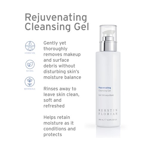 Kerstin Florian Rejuvenating Cleansing Gel, Gentle Face Wash and Makeup Remover for All Skin Types (6.8 fl oz)