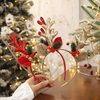 SARATA Christmas Headbands for Women Glitter Powder Bell Hair Hoop Elk Hair Band Reindeer Antlers Headband Women Girls Hair Access Headdress for Party 1PCS (Golden)