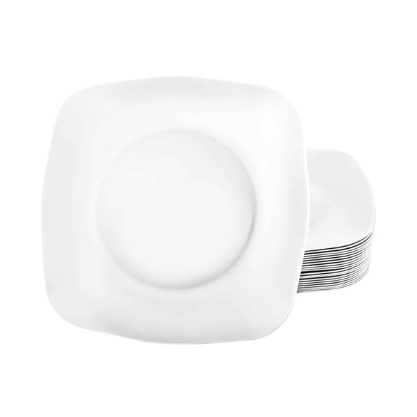 EcoQuality 7.5 Inch White Pearl Salad Plate – Elegant Disposable Plastic Salad Plate for Weddings, Parties, Catering, and Buffets – Durable & Reusable Tableware – Food-Safe BPA-Free Design (100)