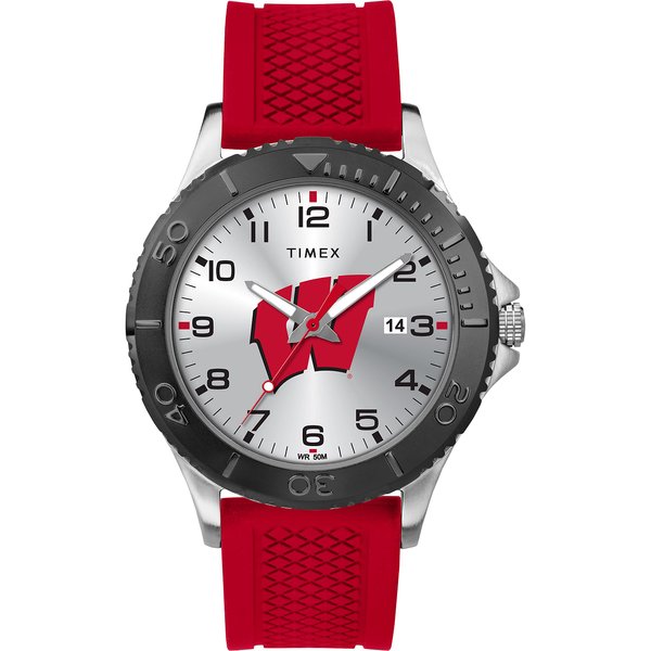 Timex Tribute Men's Collegiate Gamer 42mm Watch – Wisconsin Badgers with Red Silicone Strap