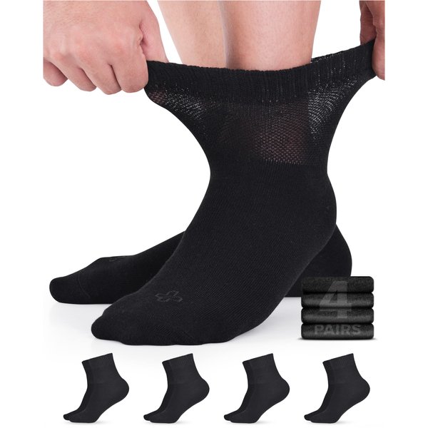 Doctor's Select Diabetic Socks for Women & Men (4 Pairs) | Ankle Black Socks Woman | Non Binding Moisture Wicking Womens Diabetic Socks Size 9-11