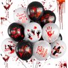 Horror Balloons, 12 Inch Bloody Balloons, Scary Halloween Balloons with Blood Handprint Zombie Latex Balloons for Horror Birthday Decorations Vampire Haunted House Party Supplies