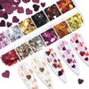 12 Grids 3D Heart Nail Art Stickers Holographic Laser Heart Nail Glitter Sequins Love Nail Decals Valentine's Day Nail Glitter Flakes Gold Red Black Silver Heart Glitter for Nail Art Decoration