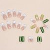 BAOYAALIN Press on Nails Medium Square French White Fake Nails with 3D Alloy Butterfly Design, Press ons Artificial Acrylic Full Cover False Stick on Nail for Women Girls Daily Wear Wedding 24Pcs