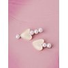 OJERRY Set of 2 Mismatched Pearl Beige Heart Hair Clip for Women, Classic Hair Alligator Clip Set, Kawaii Y2K Feminine Coquette Bow Aesthetic Gift Hair Accessories