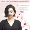 FUOTONBUTY 1 Pcs Short Hair Extensions Clip in 6 Inch Dark Brown to Black Hairpiece Human Hair Toppers for Women With Thinning Hair Adding Hair Volume