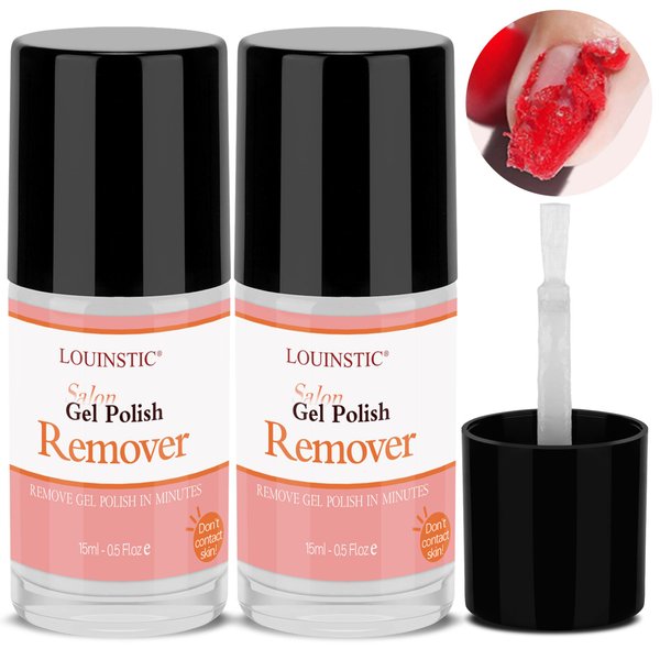 LOUINSTIC Gel Nail Remover (2 Pack) Burst Gel Polish Remover Within 2-5 Minutes,Removedor de Esmalte Gel - 0.5 oz removedor de gel para uñas