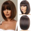 GUOJIAN 12 Inch Short Bob Wigs with Bangs Straight Bob Wigs for Women Synthetic Bob Wigs Natural Looking for Daily Party Cosplay (12inch, 4/30)