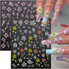 6 Sheets Flower Nail Stickers 3D Self-Adhesive Hibiscus Nail Art Stickers White Pink Gold Spring Floral Nail Supplies Summer Hibiscus Flower Nail Decals for Women DIY Acrylic Nail Manicure Decoration