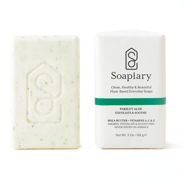 SOAPIARY Luxury Triple Milled Soap Bar - Natural Vegan Plant-Based Hypoallergenic Bath Soaps – Parsley Aloe, Single Bar