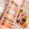 CHARMFORYOU 16 Colors Glitter Eyeshadow Palette Sparkling Sequins Eye Shadow Pressed Powder Gold Brown Eyeshadow makeup plate For Women Girls Halloween Festivals Cosplay (01)