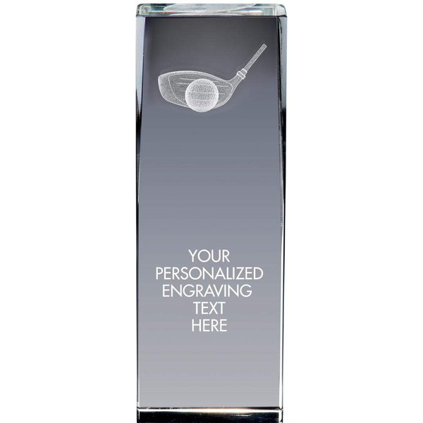 6 1/2" Golf Laser Cut Crystal Award, Custom Engraved Golf Trophy, Engraving Included