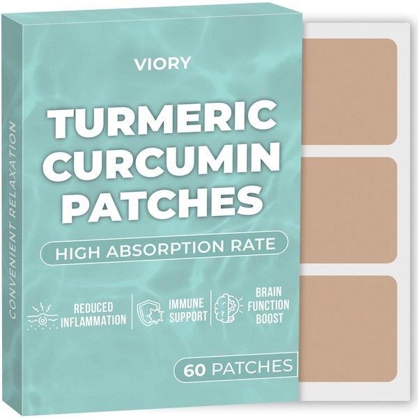 Turmeric Curcumin Patches (Pack of 60) - 100% Natural Patch for Women and Men - with Biotin - Body Support - Enhanced Formula