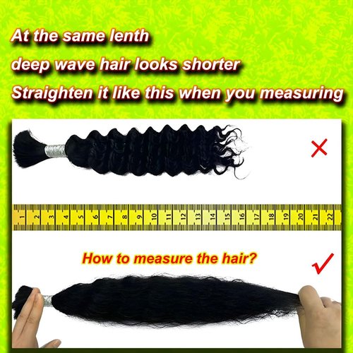 Niviorvan 14 Inch 1 Bundle 50 g Human Braiding Hair Deep Wave Bulk Human Hair for Braiding No Weft Curly Human Hair Extensions for Boho Braids Wet and Wavy Human Hair Braiding Hair