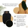 Exfoliating Glove Mitt kit Body Scrubber with Natural Moroccan Black Soap- For Dead Skin Scrubbing and Deep Pore Cleansing - Body Exfoliator Dead skin remover Shower Glove - by Moroccan Source