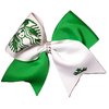 Cheer bows White and green Coffee shop lovers Glitter Bling Hair Bow