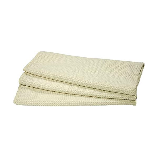 Eurow Microfiber Waffle Weave Kitchen Towel (3-Pack, Cream)