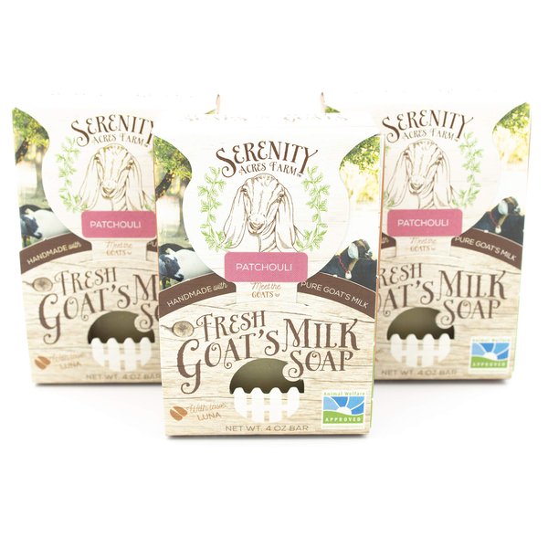 Goat Milk Soap - Handmade All Natural Soap for Sensitive Skin by SerenityGoats (Patchouli, 3 Pack)