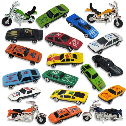 ArtCreativity Diecast Car and Motorcycle Toys, Set of 25, Cool Motorbike and Car Toys for Kids in Window Box, Fun Pretend Play Toys for Boys and Girls, Idea, Car Party Favors