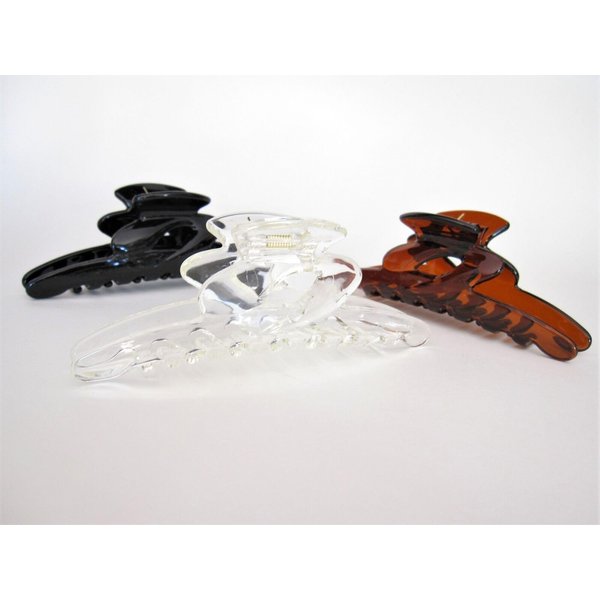 Generic Long clear amber brown or black hair claw clip for long hair (Primary color: Black), 1 Count (Pack of 1)