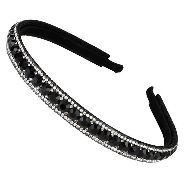 Wecoe Rhinestone Headband Women Narrow Black Headband Women Non Slip Fashion Bling Sparkly Diamond Headband Skinny Hair Band Birthday Holiday Hair Accessories For Women Girls Valentine's Day Gifts