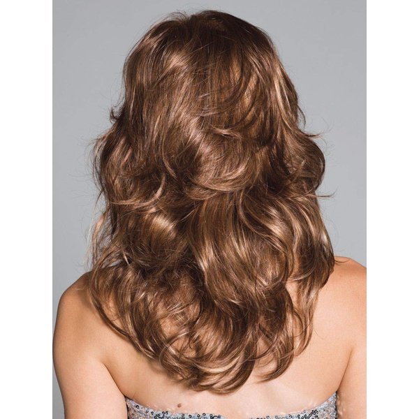 Felicty Wig Color Marble Brown - Rene of Paris Wigs 10" Long Layers Soft Curls Full Side Bang Synthetic Average Cap Peluca Bundle MaxWigs Hairloss Booklet