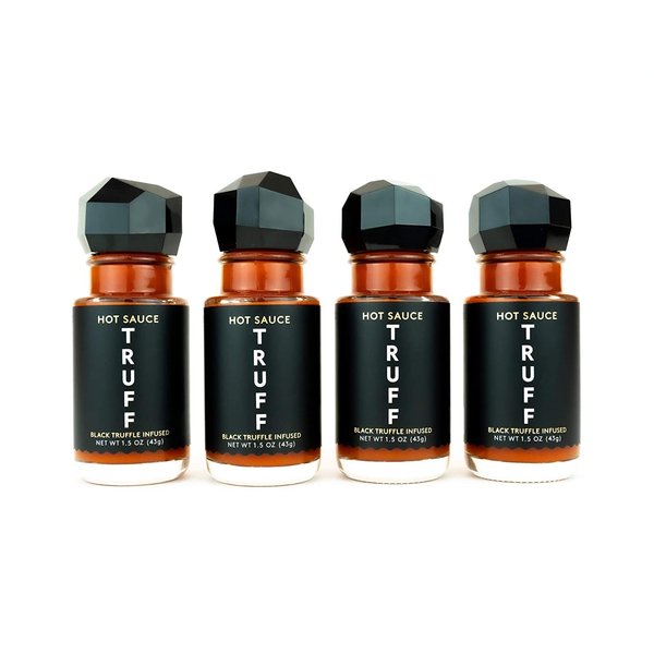 TRUFF Hot Sauce 4-Pack Mini Set, Portable Travel Bottles of Gourmet Hot Sauce, Black Truffle and Chili Peppers, Gift Idea for the Hot Sauce Fans, An Ultra Unique Flavor Experience (1.5 oz, 4 count)