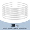 Cinaci 30 Pack 5MM /0.2 Inch Wide Thin Blank Plain Smooth Metal Base DIY Headbands Hair Bands for Women Men Girls Hair Accessories Craft Silver Gold Black (Silver)